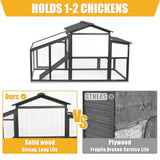 Two-Story Wooden Chicken Coop and Rabbit Hutch with Outdoor Run, Nesting Box, Ramp and Deep No-Leak Pull-Out Tray, Indoor or Outdoor Cage for Chicks and Bunnies, Black