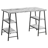 UrbanPro 48L Home Office Computer Desk with Metal Frame and White Marble-Look Work Surface