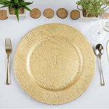 24-Piece Set of 13-Inch Gold Wooden Textured Round Charger Plates by Balsacircle, Designed for Dinner Parties, Weddings and Holidays