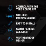 Type S Smart Wireless Parking Sensor Kit, Bluetooth Solar-Powered Reversing Radar for Cars and Vehicles, Pack of 2