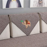 Soft Cotton Woven Sectional Sofa Cover with Non-Slip Design and Small Elephant Pattern, Brown, 45x45cm