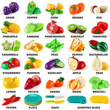 70-Piece Pretend Play Food Set for Kids, Featuring Plastic Fruits, Vegetables, Mini Dishes, Knife, and Shopping Storage Basket