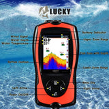 LUCKY Portable Fish Finder with Transducer Sonar Sensor, 147-Foot Water Depth Detection, LCD Echo Sounder and Fish-Attractive Lamp for Ice and Sea Fishing