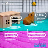 Washable Fleece Cage Liners, 2ct Guinea Pig Bedding Mats with Absorbent Pee Pads and Waterproof Bottom, C&C 2X1, Pink