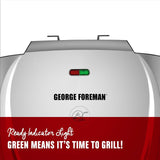 George Foreman 9-Serving Electric Grill and Panini Press with Basic Plates, 144-Square-Inch Surface, Platinum, GR2144P