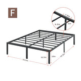 PrimaSleep Full-Size 18-Inch Heavy-Duty Steel Slat Bed Frame in Black with Anti-Slip Support, No-Noise Construction, Easy Assembly, and No Box Spring Required