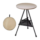 Lightweight Round Folding Picnic Table with Mesh Pocket, Portable Outdoor Tea and Coffee Side Table for Beach, Patio, Fishing, Camping or Garden
