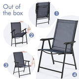 Yaheetech Set of 4 Outdoor Folding Dining Chairs with Armrests, Metal Frame & Backrest for Lawn, Garden, Yard or Poolside, Black