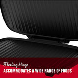 George Foreman 9-Serving Electric Grill and Panini Press with Basic Plates, 144-Square-Inch Surface, Platinum, GR2144P