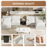 YESHOMY U-Shaped Modular Sectional Sofa in Grey Chenille, Featuring Supportive Soft Sponges, Removable Ottoman, and Sleeper Design
