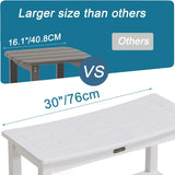 HDPS Waterproof Shower Bench with Adjustable Feet, Non-Slip Poly Lumber Bathroom Seat & Footrest for Shaving Legs, Brown