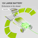 Green 12V Kids Electric Ride-On Car with Go-Kart Styling, Detachable Cleaner, LED Lights and 3-in-1 Design for Ages 3-8, Indoor and Outdoor Use
