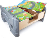 Hape E3766 70-Piece Railway Train Table Set with Battery-Powered Locomotive, Removable Playmat Surface and Storage for Kids 3 Years and Up