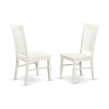 East West Furniture Weston 10 Linen White Wood Dining Chairs, Set of 2