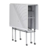 Sew Ready Mobile Folding Cutting Table with Adjustable Height, Quilting Grid, Sewing Board, and Storage, Silver/White