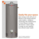 40-Gallon Tall Natural Gas Water Heater for Manufactured Housing, Rheem Performance Series with 34,000 BTU Input and 6-Year Warranty