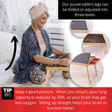 AGREATLIFE Portable Wooden Puzzle Table for 1500 Pieces with Four Non-Slip Drawers, Adjustable Foldable Legs and Protective Rubber Mat