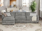 YESHOMY U-Shaped Modular Sectional Sofa in Grey Chenille, Featuring Supportive Soft Sponges, Removable Ottoman, and Sleeper Design