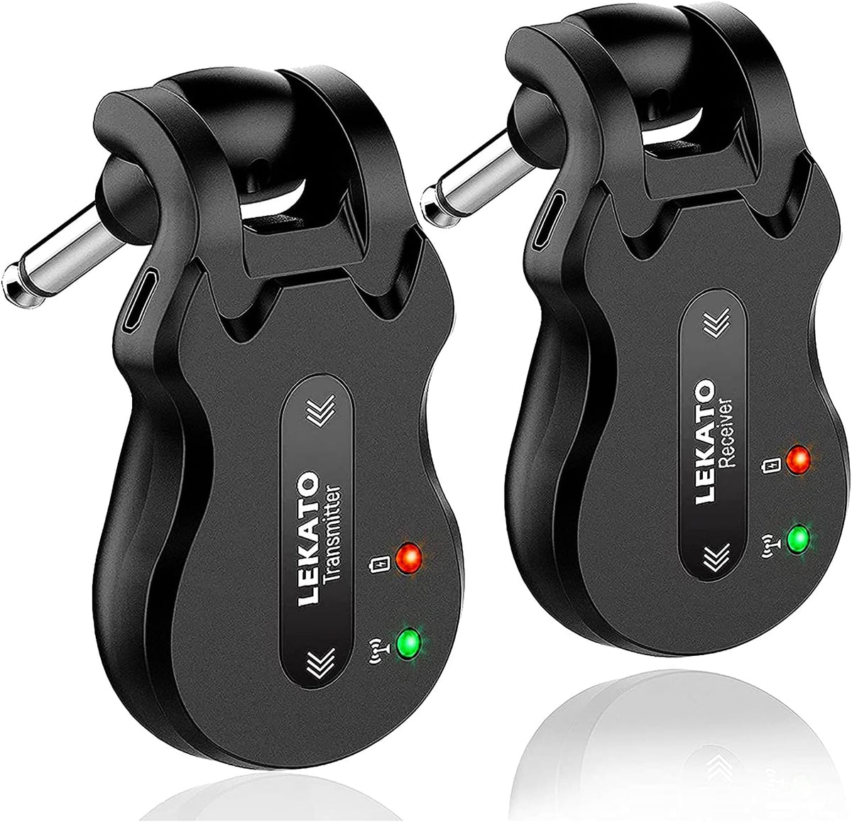 LEKATO 5.8GHz Wireless Guitar System with 4-Channel Digital Transmitter and Receiver, 300-Foot Range