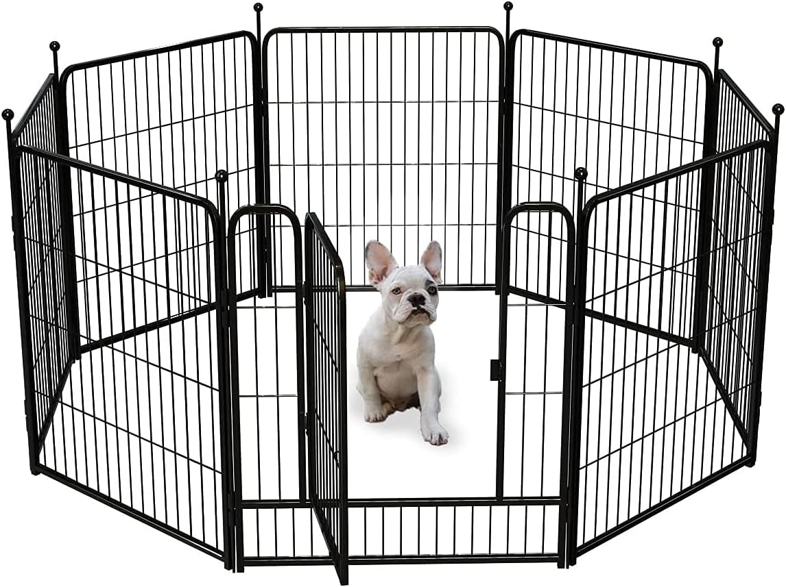 FXW Indoor and Outdoor Dog Playpen with Gate, 8/32 Panels and 32 Height, Portable Pet Fence for Small, Medium and Large Dogs, Puppies, RV Camping and Yard Use