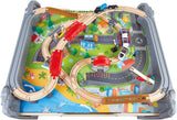 Hape E3766 70-Piece Railway Train Table Set with Battery-Powered Locomotive, Removable Playmat Surface and Storage for Kids 3 Years and Up