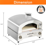 Portable BIG HORN OUTDOORS Gas Pizza Oven with 13 inch Pizza Stone, Stainless Steel Propane Pizza Maker for Outdoor Cooking