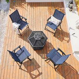 Yaheetech Set of 4 Outdoor Folding Dining Chairs with Armrests, Metal Frame & Backrest for Lawn, Garden, Yard or Poolside, Black