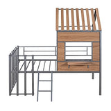 Harper & Bright Designs Twin Low Loft House Bed with Roof, Window, Guardrail and Ladder, Metal Kids Frame for Girls and Boys, White