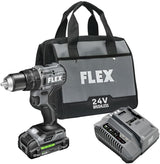 FLEX FX1271T-1H 24V Brushless Cordless Hammer Drill Kit with 1/2-Inch Chuck, 1,400 In-Lbs Torque, 2-Speed Drive and Turbo Mode, 6.0Ah Stacked Lithium Battery and 280W Rapid Charger
