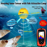 LUCKY Portable Fish Finder with Transducer Sonar Sensor, 147-Foot Water Depth Detection, LCD Echo Sounder and Fish-Attractive Lamp for Ice and Sea Fishing
