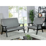 Furniture of America Kikee Light Gray Wood Accent Chairs with Padded Fabric Seats, Set of 2