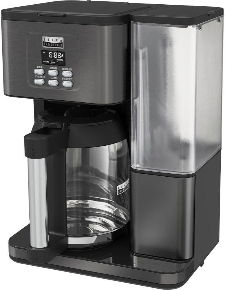Bella Pro Series Coffee Maker with 18-Cup Capacity, Black Stainless Steel