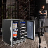 Tittla 30-Inch Dual-Zone Wine and Beverage Refrigerator for 33 Bottles and 80 Cans, Under-Counter or Freestanding Wine Cooler