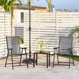 Yaheetech Set of 4 Outdoor Folding Dining Chairs with Armrests, Metal Frame & Backrest for Lawn, Garden, Yard or Poolside, Black