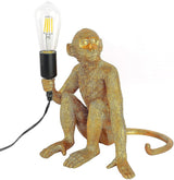 Golden Sitting Monkey Table Lamp, Vintage Resin Accent Lighting for Dining Rooms, Living Rooms, Bedrooms, Bars, and Cafes