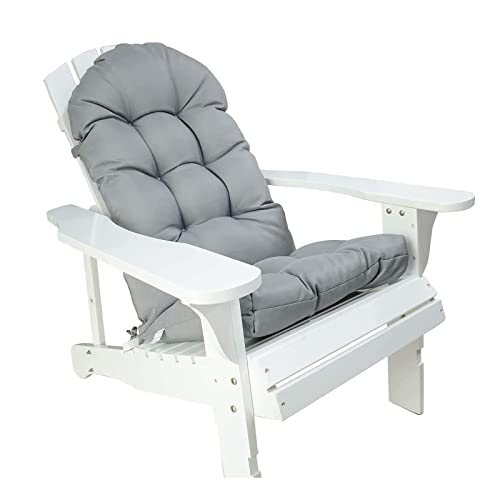 Tufted Adirondack Chair Cushion with High Back, Waterproof UV-Resistant Outdoor Seat Pad for Patio and Lawn Furniture, Gray