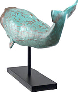 Design Toscano SD1120725 Folk Art Faux Wood Whale Statue with Display Stand, 30 Inch, Blue