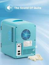 Silonn SLRE01G1 4 L/6-Can Mini Fridge with Cooling and Warming, Portable Teal Skin Care Refrigerator for Home, Office, Car or Dorm