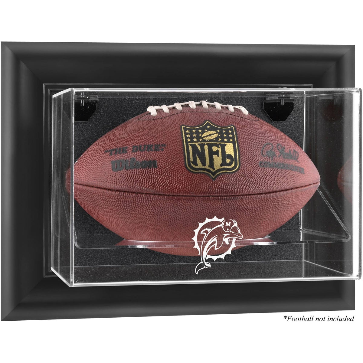 Framed Miami Dolphins Football Display Case with Wall-Mounted Logo