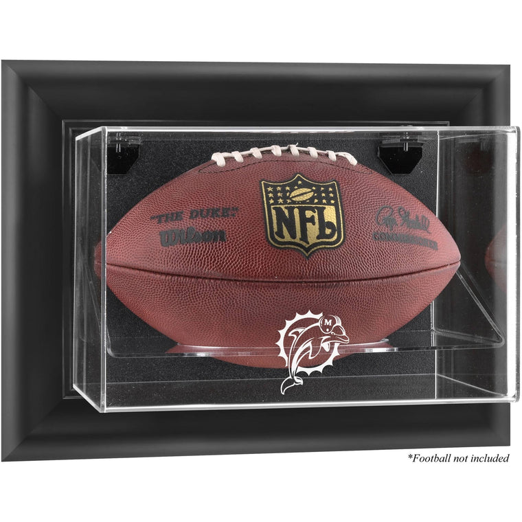 Framed Miami Dolphins Football Display Case with Wall-Mounted Logo
