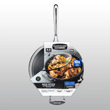 Granitestone Jumbo Nonstick Cooker with Lid, Family-Sized Triple-Coated Open Skillet with Stainless Steel Stay-Cool Helper Handle, Oven and Dishwasher Safe