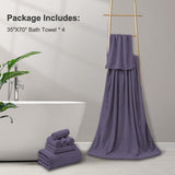 4-Pack Oversized Black Bath Towels, 35×70 600 GSM Bath Sheets with Ultra-Soft, Absorbent Quick-Dry Fabric for Bathroom, Gym, Hotel, Camp or Pool