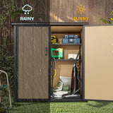 DWVO 5 x 3ft Gray Resin Outdoor Storage Shed with Floor, Window, Waterproof Construction, and Lockable Door for Garden, Yard, or Patio