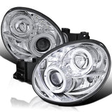 SPEC-D TUNING Dual Halo LED Projector Headlight Assembly with Glossy Black Housing and Smoke Lens, Left and Right Pair for 2002-2003 Subaru Impreza