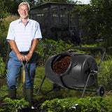 Costway 50-Gallon Wheeled Compost Tumbler for Garden Waste