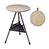 Lightweight Round Folding Picnic Table with Mesh Pocket, Portable Outdoor Tea and Coffee Side Table for Beach, Patio, Fishing, Camping or Garden