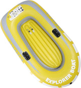 2-Person Yellow Inflatable Kayak Boat, Heavy-Duty PVC Air Canoe with Two Paddle Mounts and Double-Valve Design
