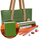 Yellow Mountain Imports Huntington American Mahjong Set with Olive Green Soft Case, 4 All-in-One Racks with Pushers and Dice