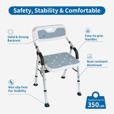 Foldable Shower Chair with Padded Back and Armrests for Elderly and Disabled Adults, Compact Portable Bathroom Seat for Travel and Indoor Use