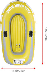 2-Person Yellow Inflatable Kayak Boat, Heavy-Duty PVC Air Canoe with Two Paddle Mounts and Double-Valve Design